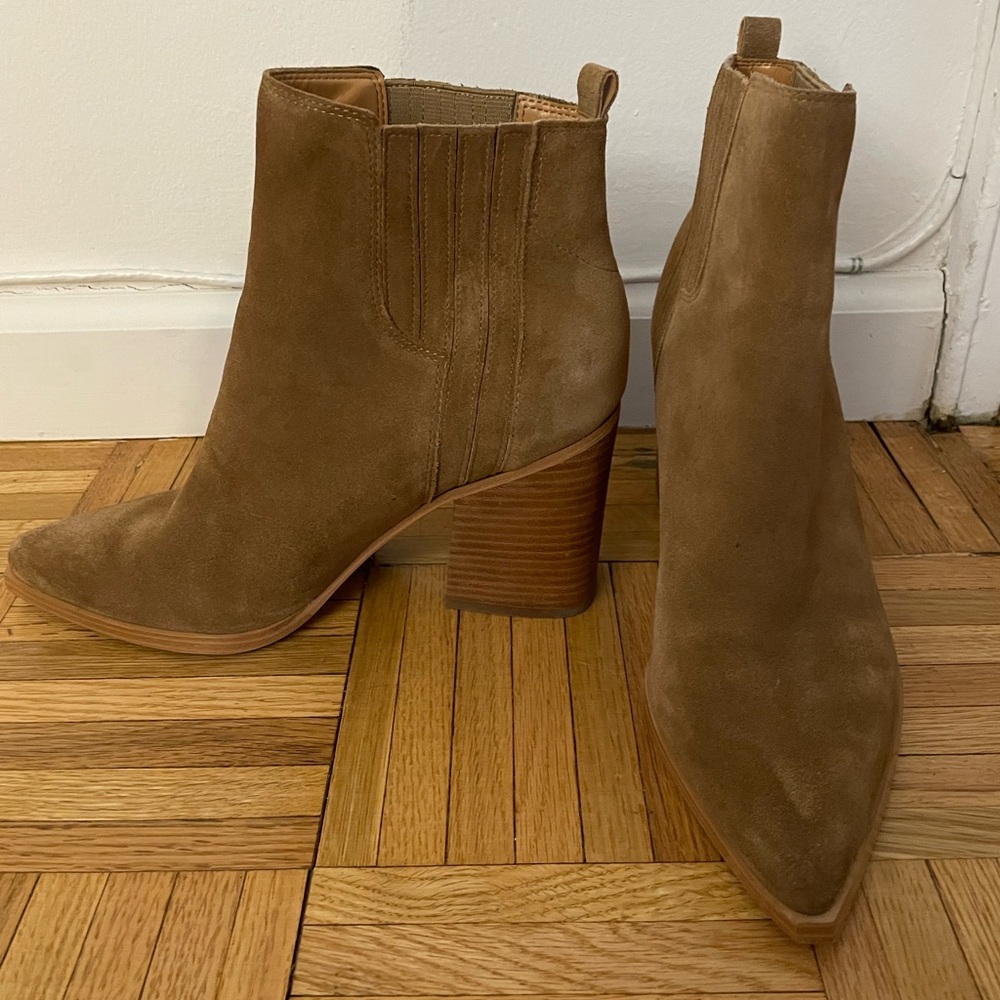 Marc Fisher Mayden Beige Suede Booties